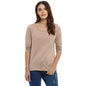 Campus Sutra Womens Solid Beige Crew Neck Long Sleeve Regular Fit Top for Casual Wear |Structured Top Crafted with Comfort Fit