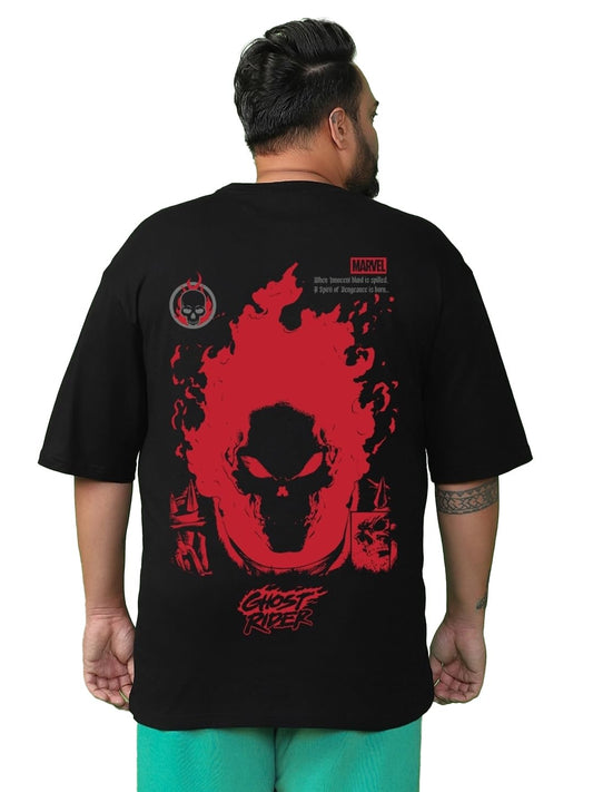 Bewakoof Official Marvel Merchandise Mens Graphic Printed Oversized Plus Size T-Shirt_625664_Black_3XL
