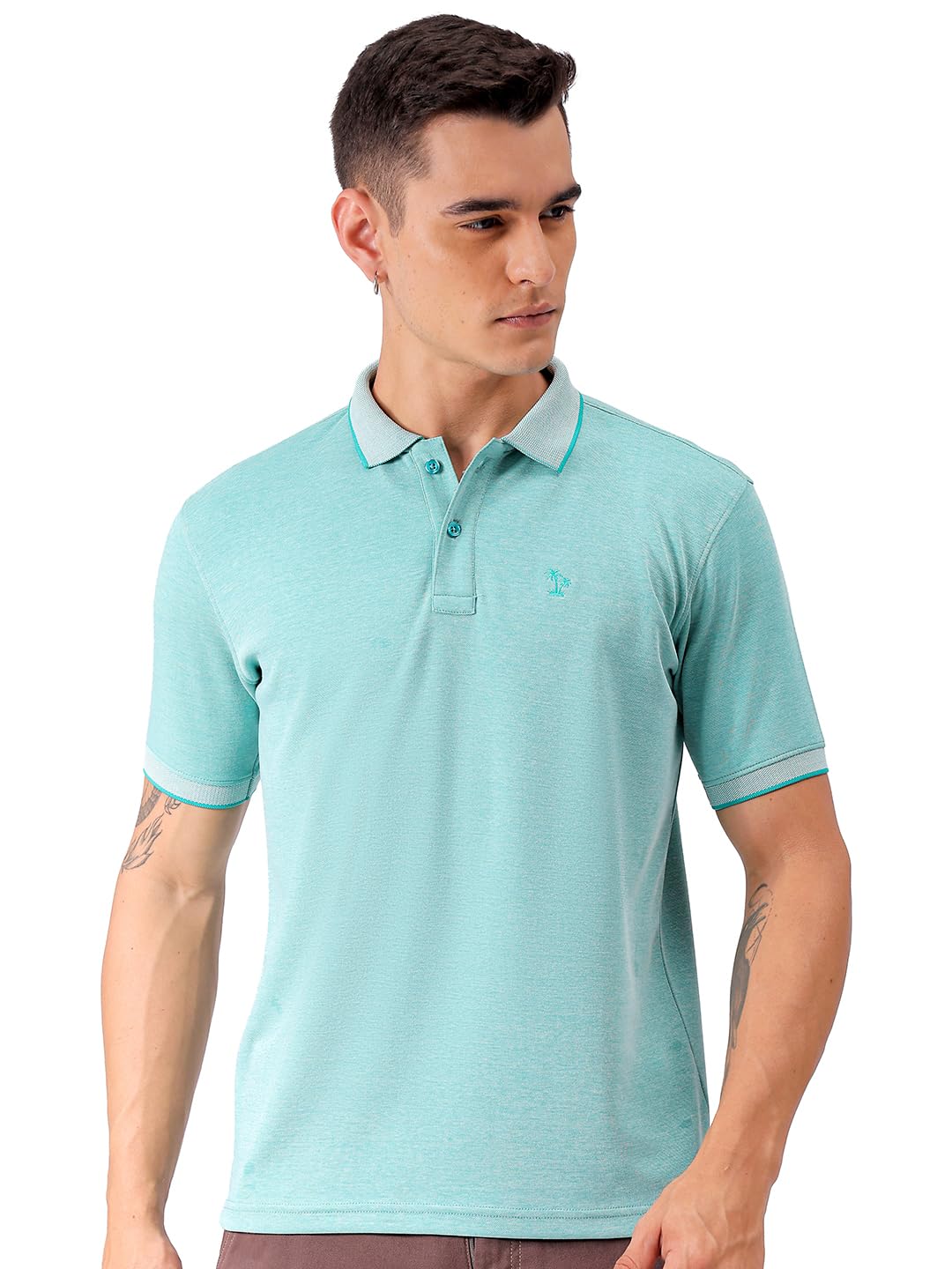 The Indian Garage Co Men Slim Fit Placement Embroidery Polo Collar Tshirt