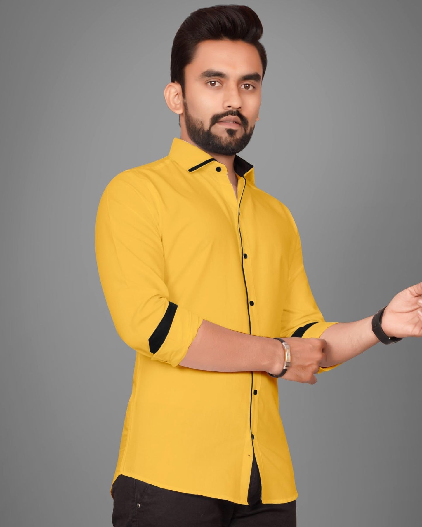 Besix MenS Rayon Blend Solid Shirt With Spread Collared Full Sleeve Button Closure Curved Hem Straight Length | Shirts For Men