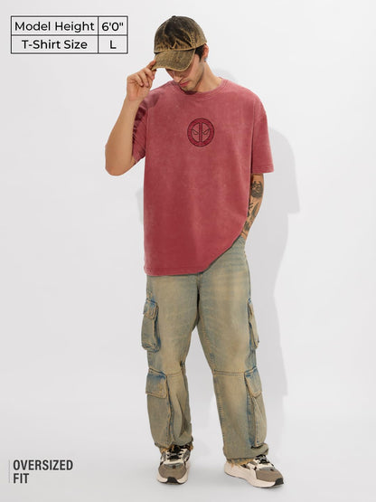 The Souled Store Official Deadpool: Anti-Hero Men and Boys Short Sleeves Round Neck Pink Graphic Printed Cotton Oversized T-Shir