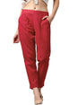Digital Shopee Women Cotton Trouser Pant For Women | Girls Formal Casual Daily Party Office Wear Red