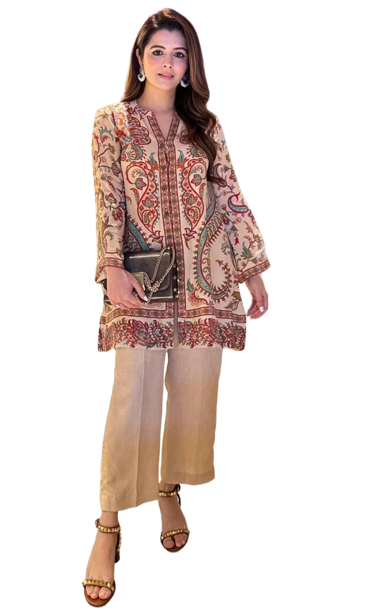 ANNI Designer Womens Viscose Blend Straight Printed Kurta with Palazzo (Damyanti Cream_XXL_Cream_XX-Large)