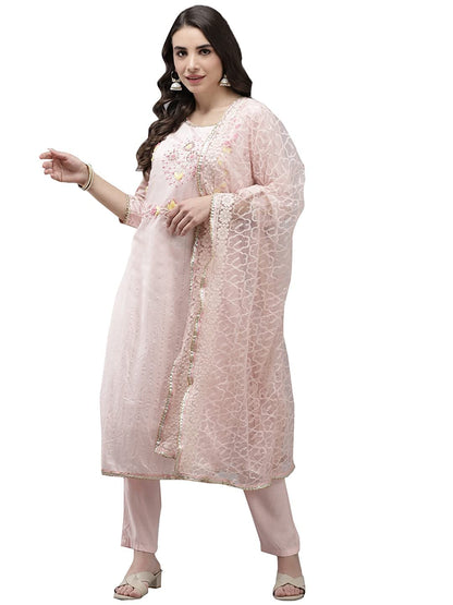 ishin Women's Chanderi Salwar Suit Kurta Set