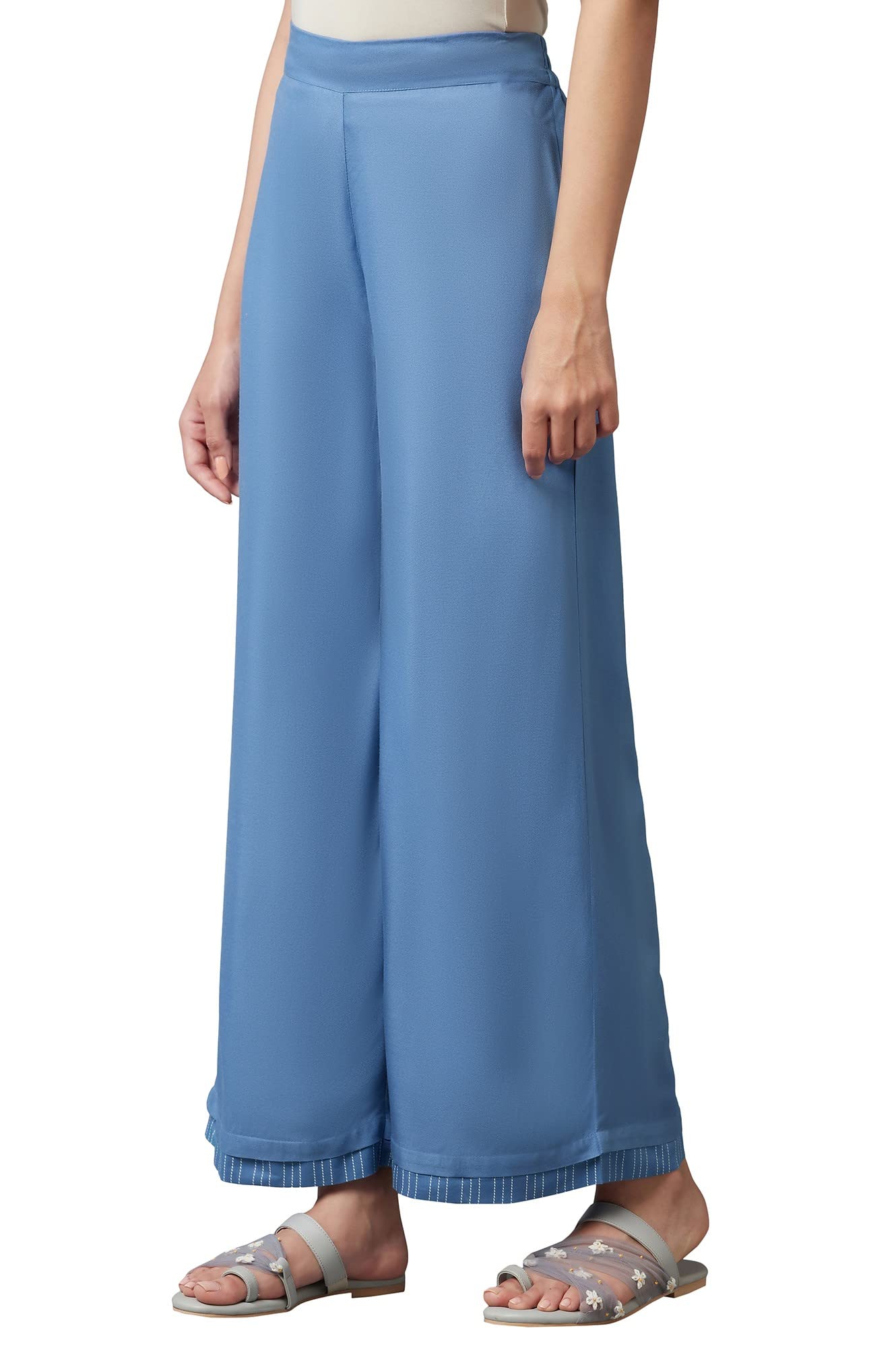 W for Woman W Strechable Parallel Pants for Women | Trousers for Women Blue