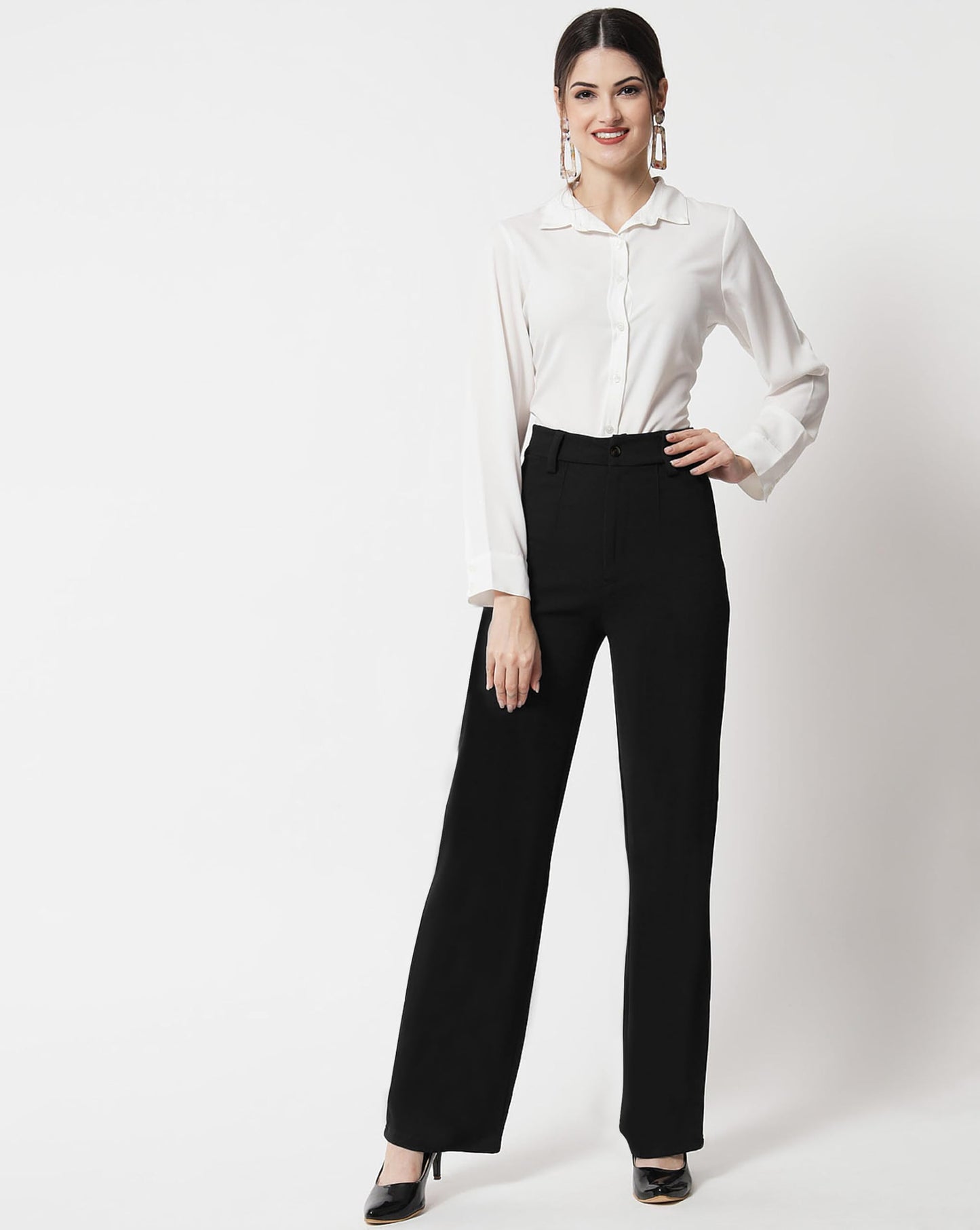 Toochki Premium Womens Slim 4-Way Stretch Formal Trousers (Flexi-Waist | Easy Care | Desk-to-Dinner) Black