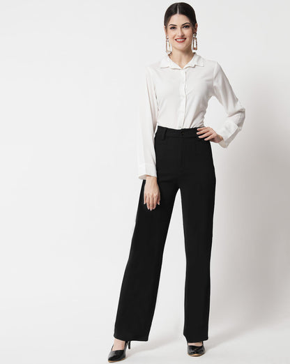 Toochki Premium Womens Slim 4-Way Stretch Formal Trousers (Flexi-Waist | Easy Care | Desk-to-Dinner) Black