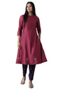 W for Woman Women Mandarin Neck Kurta Solid 44 L 3/4Th SLV