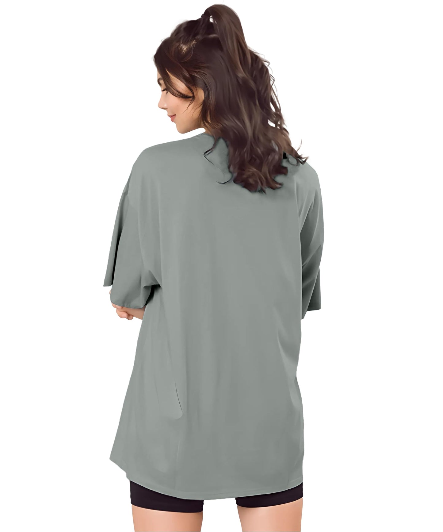 SHODOX Bio-Washed Anti Bacterial 100% Pure Cotton Womens Oversized Solid T-Shirt | Cozy Soft, Less Wrinkles Loose Fit, Drop Shou