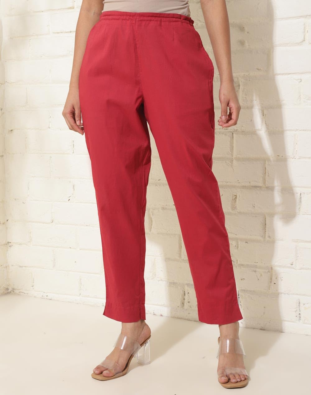 Fabindia WomenS Regular Casual Pants (2124217Maroon_Maroon