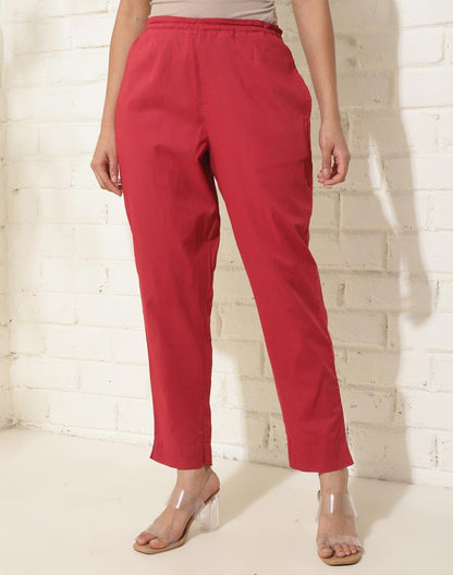 Fabindia WomenS Regular Casual Pants (2124217Maroon_Maroon