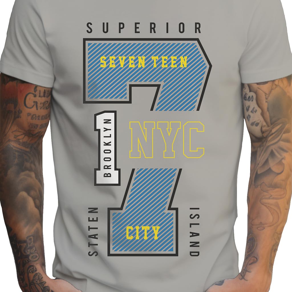 Peppyzone Mens Regular Fit T-Shirt (PZ-Number-9910_Grey3