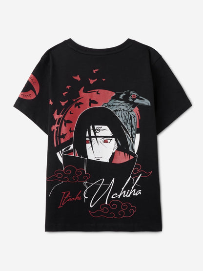 The Souled Store Naruto: Itachi Boys Short Sleeves Round Neck Black Graphic Printed Regular Fit Cotton T-Shirts (2-8 Yrs)