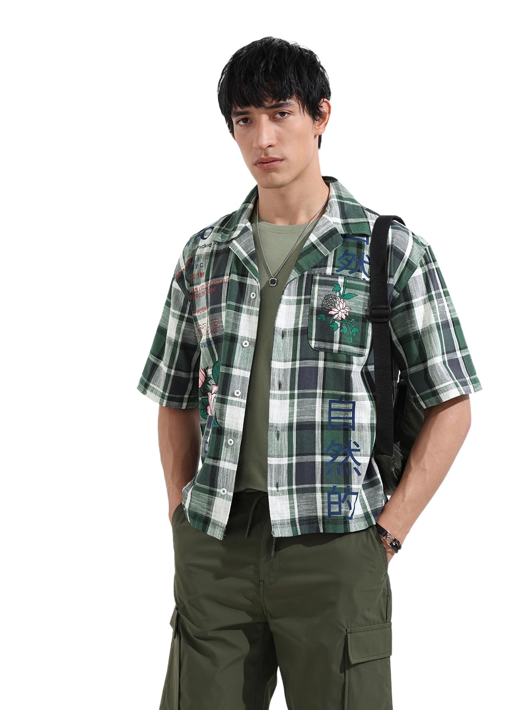 The Indian Garage Co Mens Oversized Fit Checked Resort Shirt