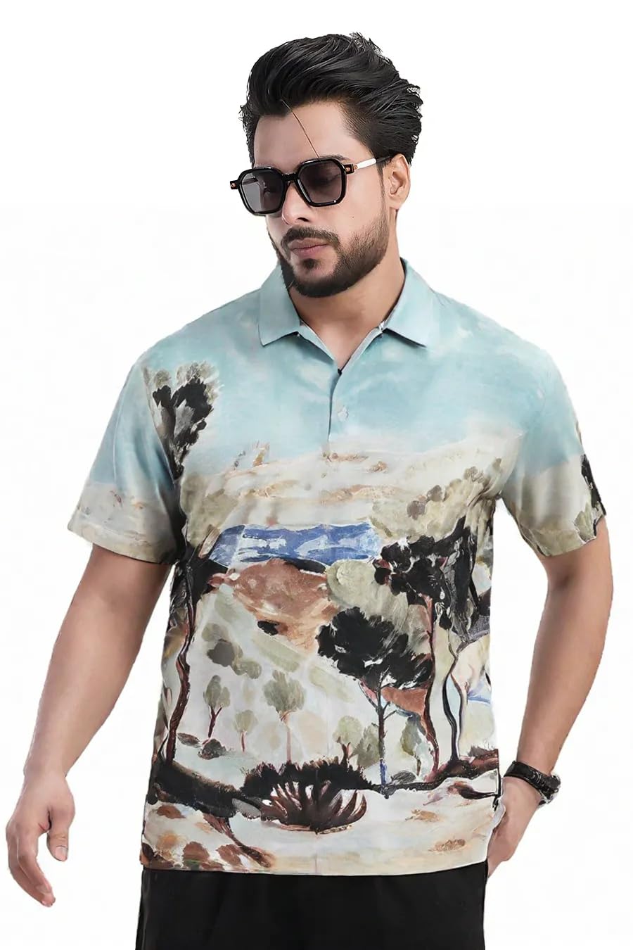Greciilooks MenS Half Sleeve Shirt, Stylish Printed & Solid Slim Fit Casual Formal Shirt For Men, Regular Fit Trendy Party & Of