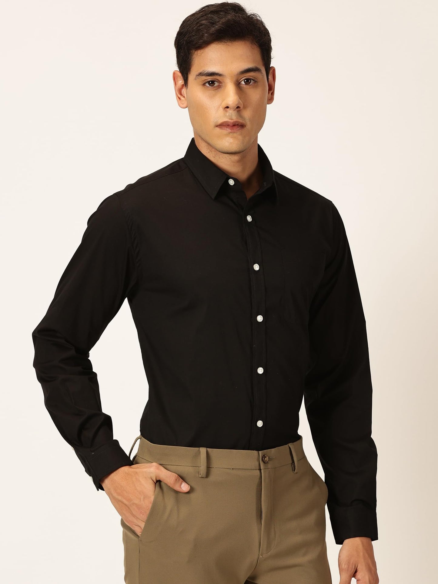 Thomas Scott Slim Fit Solid Formal Shirt for Mens Ash Black