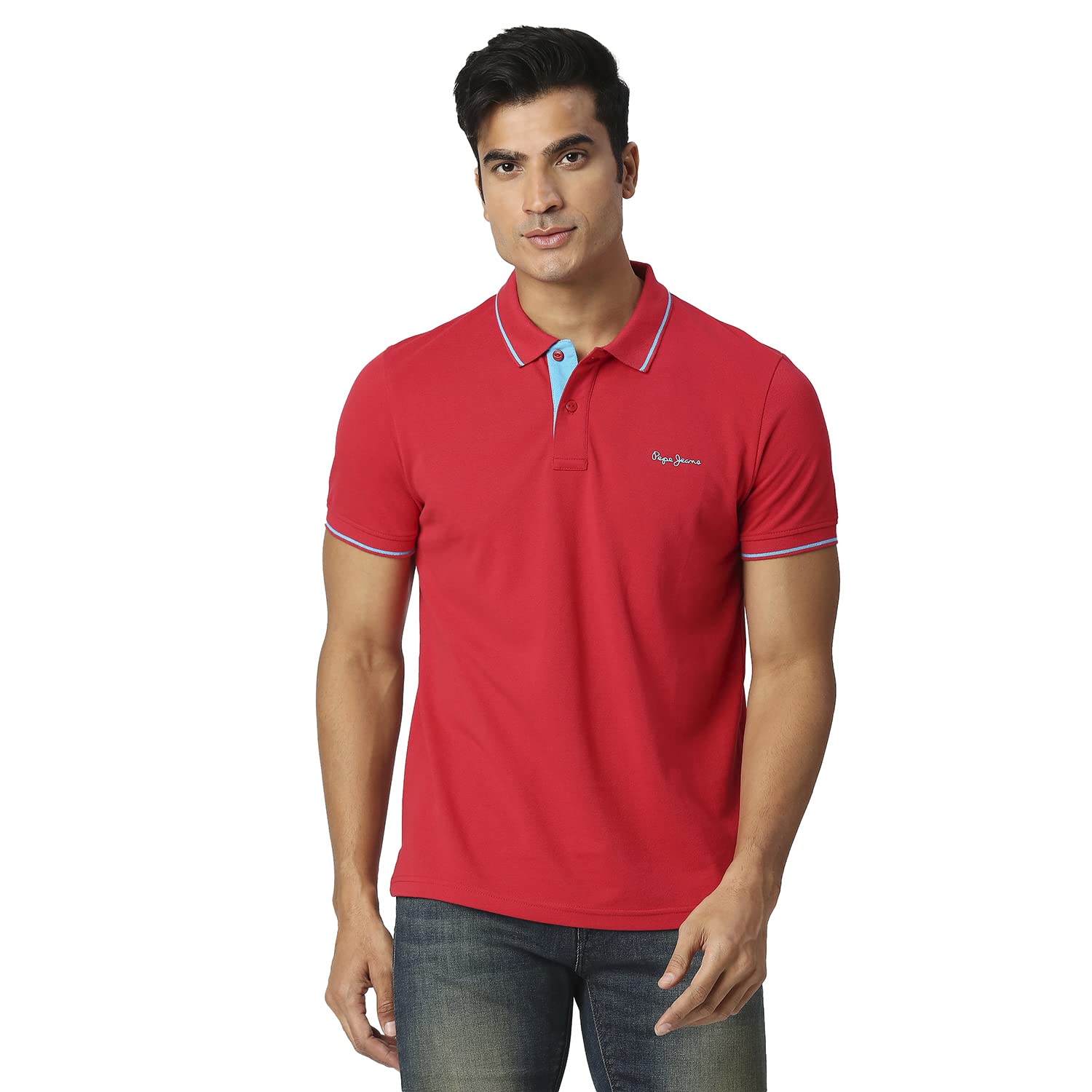 Pepe Jeans MenS Solid Regular Fit T-Shirt (Pm542035255S_Classic Red
