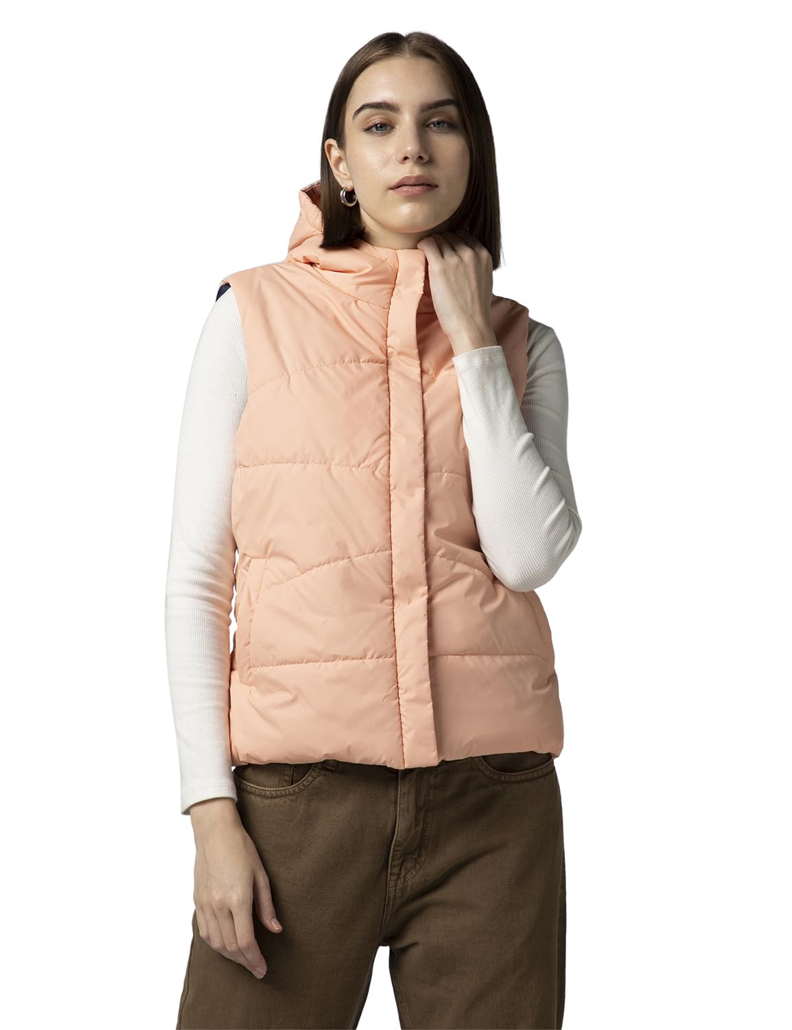 FYLTR Womens Sleeveless Puffer Jacket With Contrast Full Zipper - Hood With Contrast Lining | Side Pockets | Quilt Pattern | Ca