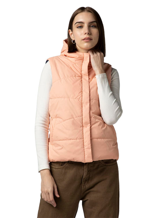 FYLTR Womens Sleeveless Puffer Jacket With Contrast Full Zipper - Hood With Contrast Lining | Side Pockets | Quilt Pattern | Ca