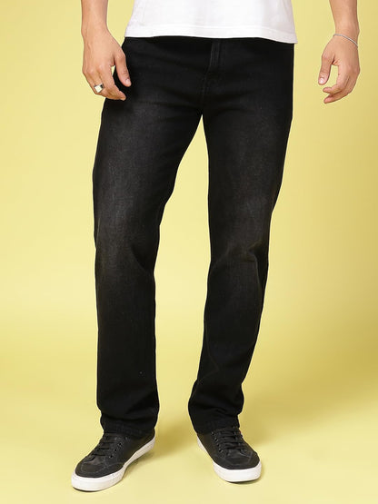 Rigo Cotton Denim Jeans for Men | Solid Jeans for Men | Stretchable, Slim FIt & Straight Fit Jeans for Men Black