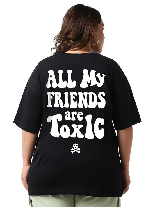 Bewakoof Womens Graphic Printed Oversized Plus Size T-Shirt_625720_Black_3XL