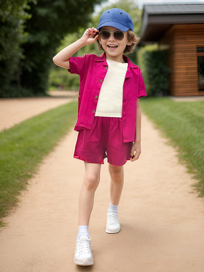 A.T.U.N. (ALL THINGS UBER NICE) Boys Solid Two Piece Set | Co-Ord Set for Boys