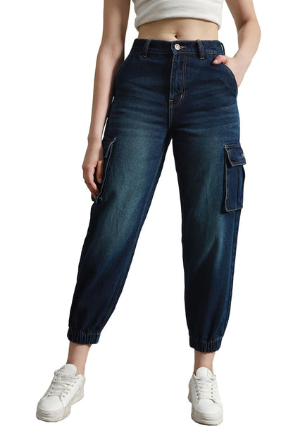 Hubberholme Women Blue Summer Cotton Tapered Fit Jeans