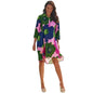 Gufrina WomenS Crepe Midi Dress With 3/4Th Sleeves Floral Printed Collar Neck Maxi Length Regular Fit And A Line Style Pink