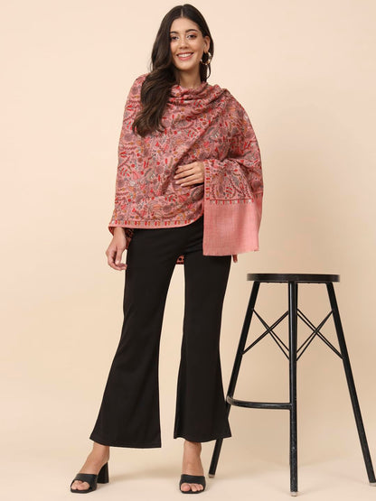 Pashmoda Women Gilkaari Pure Wool Embroidered Shawl (Size 101X203 CM)