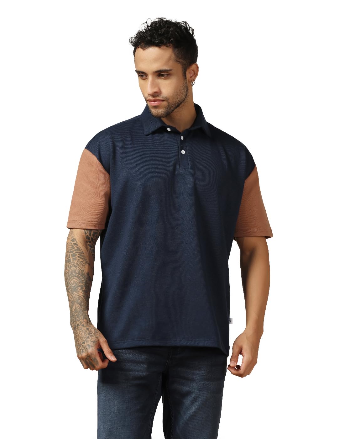 Leriya Fashion MenS Color Block Oversized Fit T-Shirt (Lf-Mt-1097_Blue