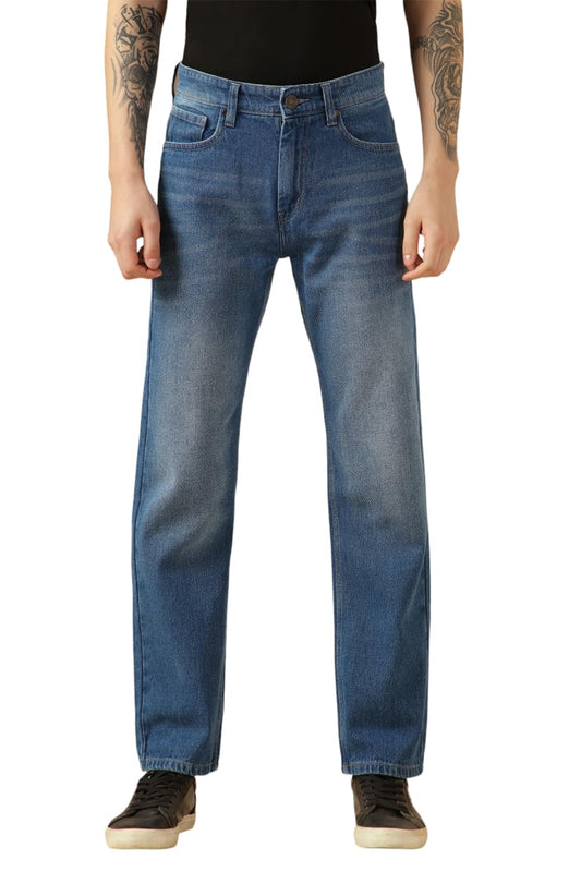 Dennis Lingo Men Blue Cotton Relaxed Fit Mid-Rise Jeans
