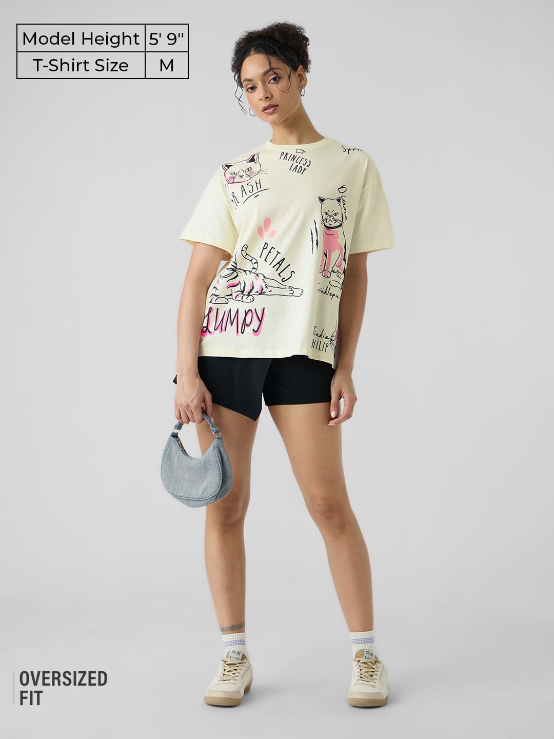 The Souled Store Official The Office: Angelas Cats Womens and Girls Oversized fit Graphic Prnited Half Sleeve Cotton White Colo