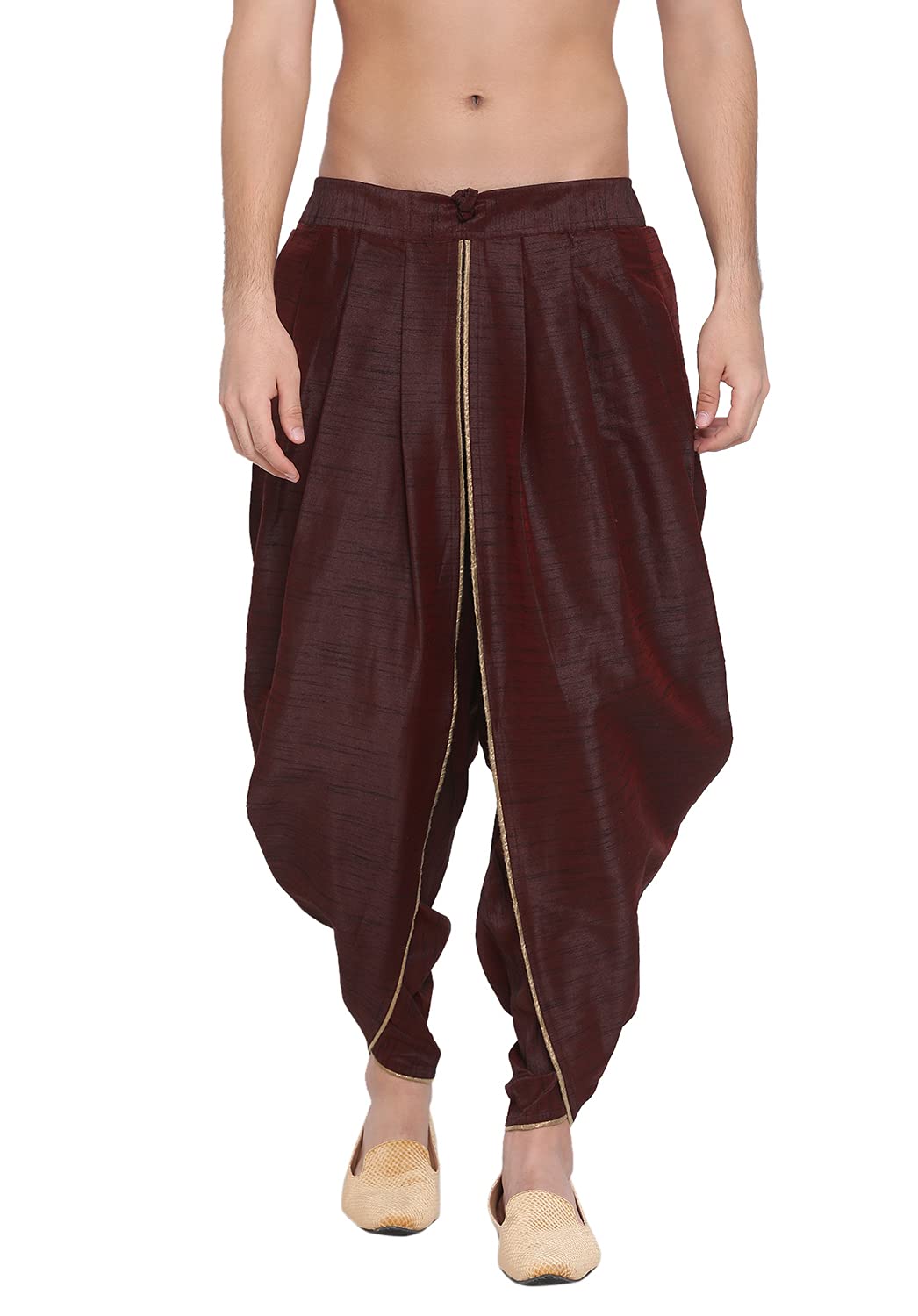 VASTRAMAY Mens Dhoti (VASMRD001WN_Free Size_Light Brown)