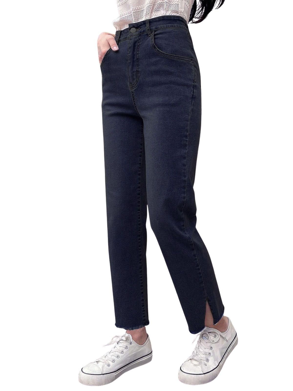 Greciilooks Women Regular Pant Baggy High Waist High Rise | Bell Bottom Jeans (Gl-Dj-33_Black