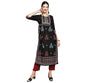 anubhutee Women's Rayon Black Ethnic Motifs Printed Straight Kurta