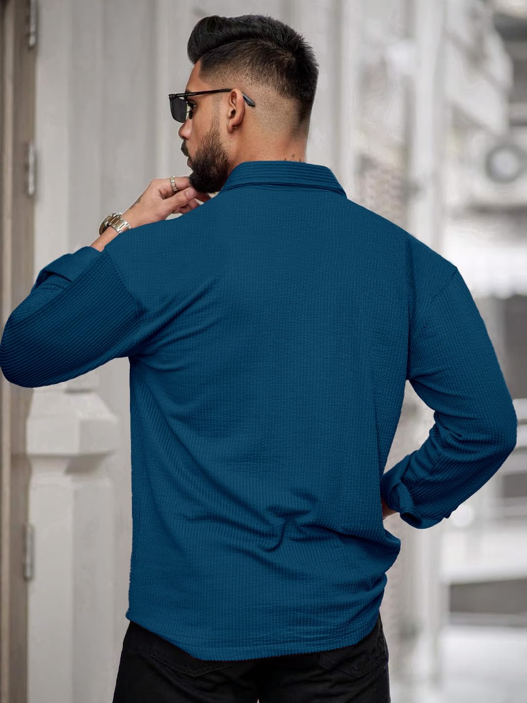 Noble Monk MenS Solid Casual Shirt |Full Sleeve | Regular Fit |Stylish Shirt For Men Teal Blue