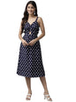 Aarika Womens Navy Blue Color Poly Crepe Dress (DR-AW-024-NAVY-BLUE-L)