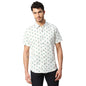 Thomas Scott Mens Printed Slim Fit 100% Cotton Casual Shirt with Spread Collar and Half Sleeve Off White