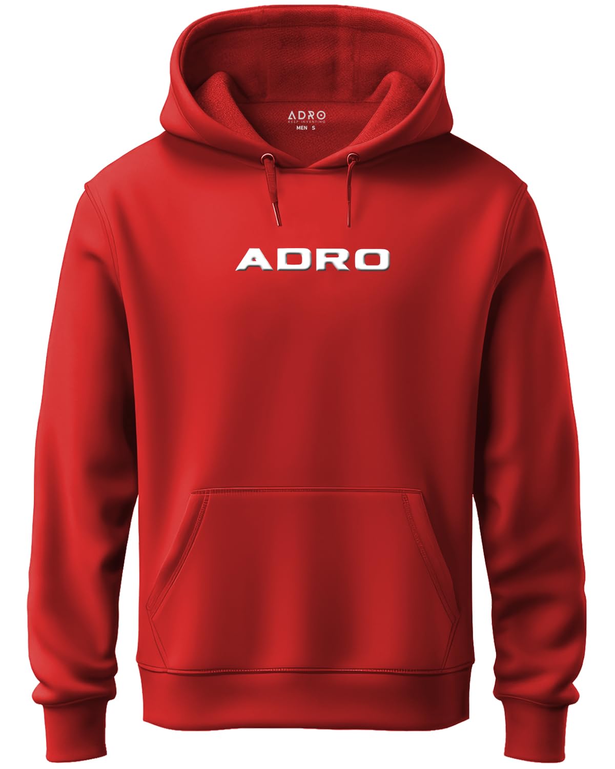 ADRO Mens Hoodies with Hail The Dragon Puff Backside Printed, 100% Cotton 340GSM. (H23-M-DRA-RD_Red)