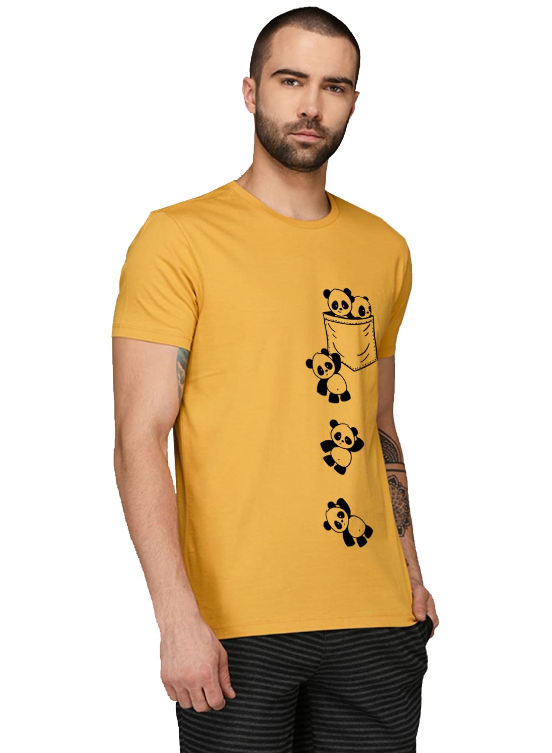 Adro Men'S Graphic Printed T-Shirt (Rnr-M-Poc-Mu_Mustard)
