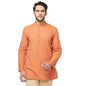 Fabindia Men'S Cotton Striped Slim Kurta_Orange_L