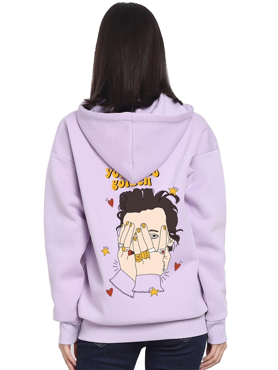 Bewakoof Womens Graphic Printed Oversized Full Sleeve Hooded Polycotton Hoodies_625337_Purple_XL