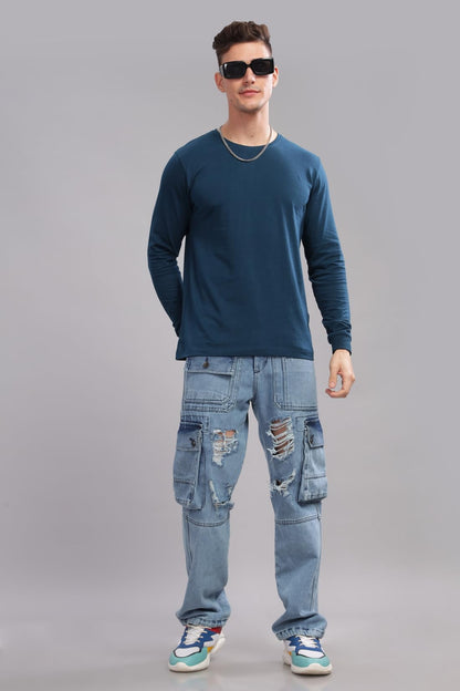 ADRO Full Sleeve Tshirt for Men | Plain T Shirt for Men | 100% Cotton Tshirt | Full Sleeve T-Shirt | Mens Full Sleeves T Shirts