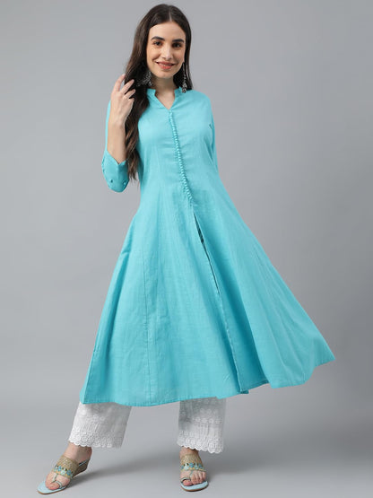 Idalia Sage Blue Cotton Anarkali Kurta