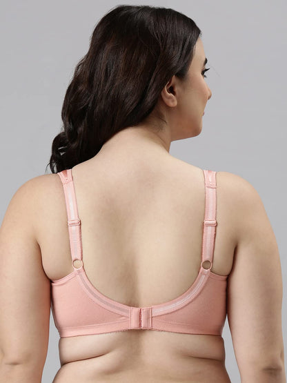 Enamor A112 Smooth Super Lift Classic Full Support Bra - Stretch Cotton, Non-Padded, Wirefree & Full Coverage Peach Blush