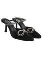 WomenS Black Satin High Heel Sandals Pointed Toe Party Heels With Rhinestone Bow & Ankle Strap  Elegant Stilettos For Weddings