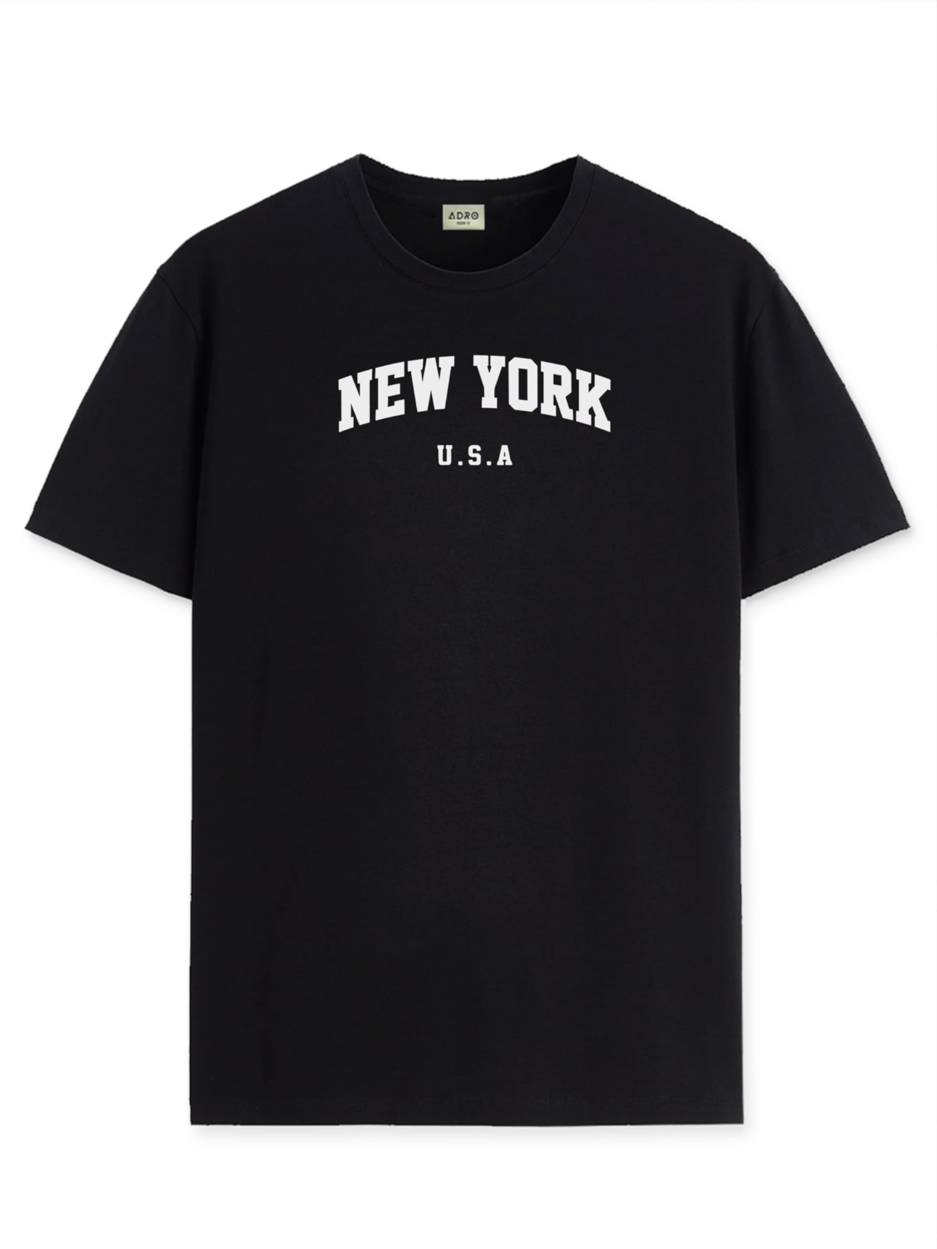 ADRO Mens Solid Regular Fit T-Shirt (RN24-NEW-BL_Black