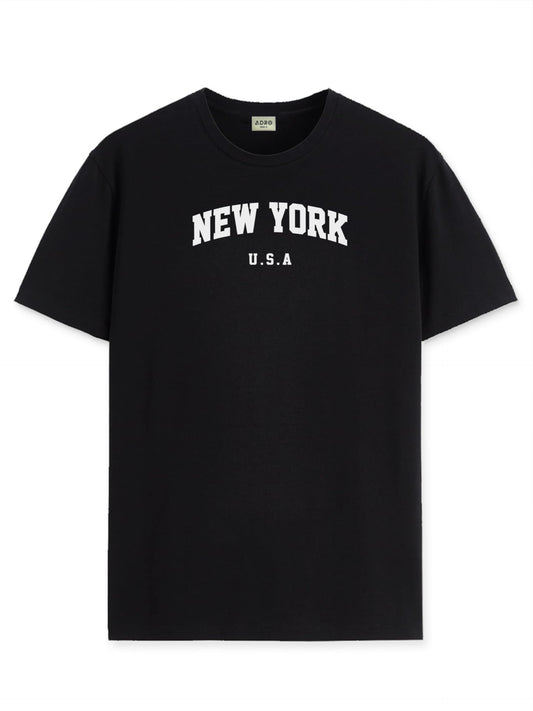 ADRO Mens Solid Regular Fit T-Shirt (RN24-NEW-BL_Black