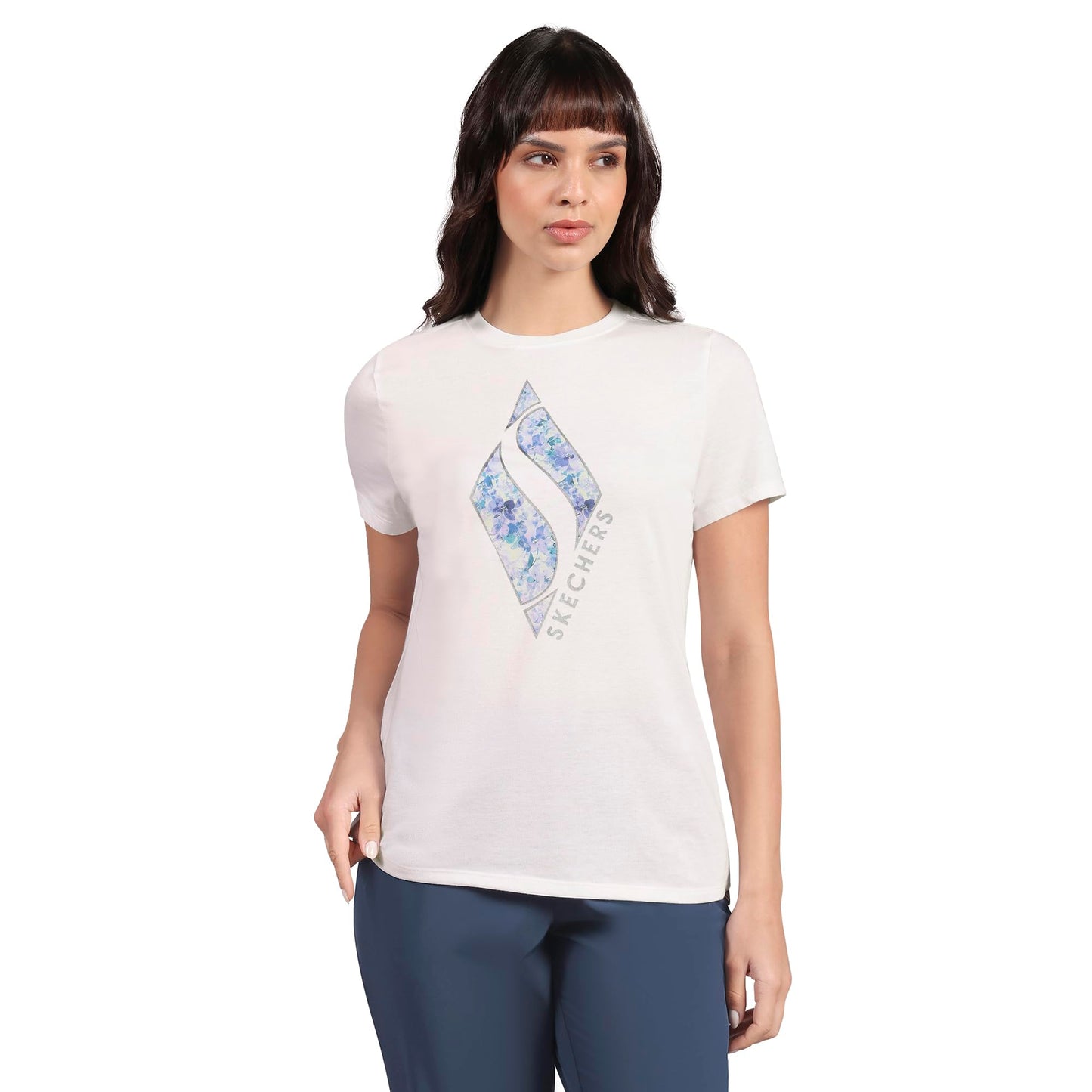 Skechers Women Floral Diamond Classic Crew T T-Shirt