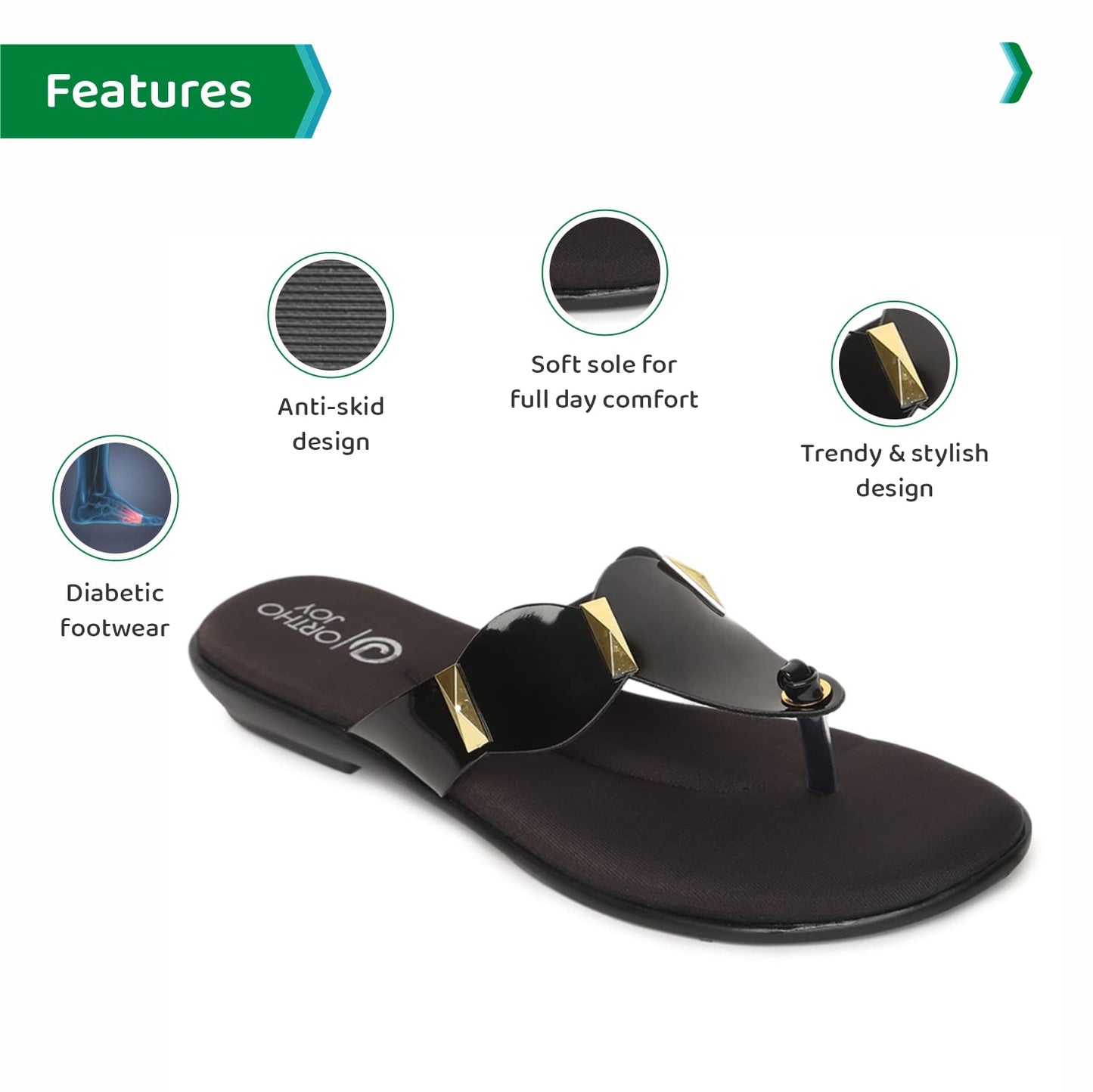 ORTHO JOY Fancy doctor slippers | Soft and stylish chappal for women | Comfortable flat sandals for women stylish